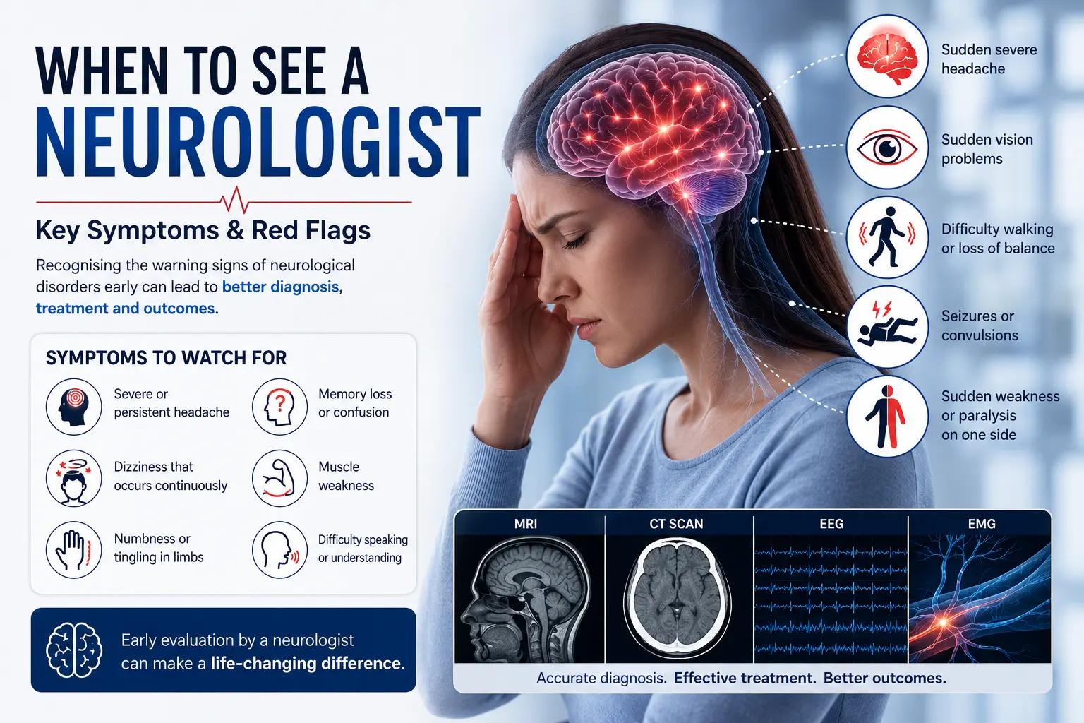 Warning signs and symptoms that indicate when to see a neurologist