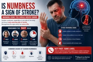 Sudden numbness as an early warning sign of stroke